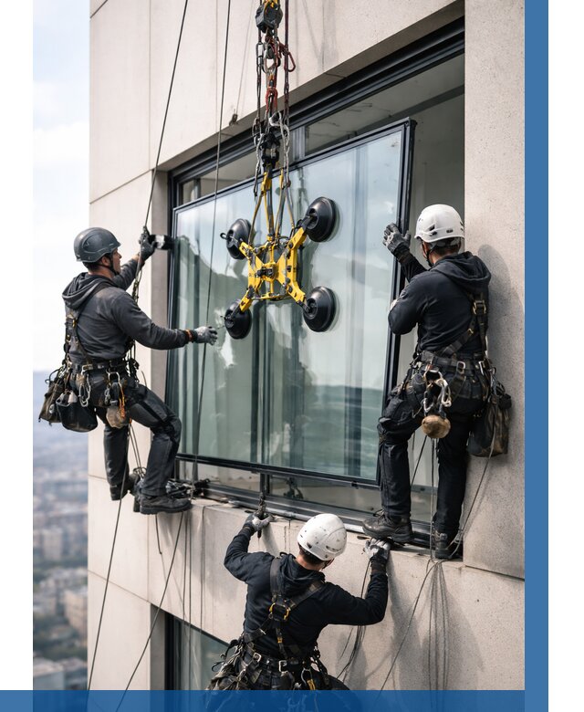 Монтаж стеклопакетов на высоте в Белебее от 3264 р. | ВЫСОТНИК-Блб