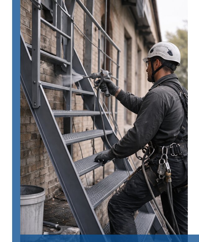 Покраска и антикоррозионная защита пожарных лестниц в Белебее