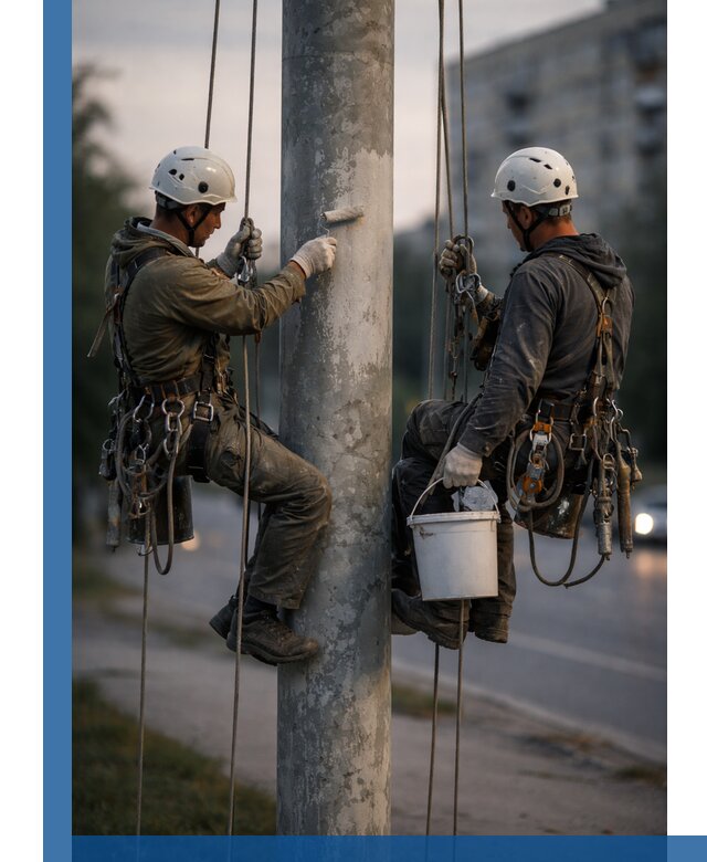 Покраска опор освещения и антикоррозийная защита в Белебее