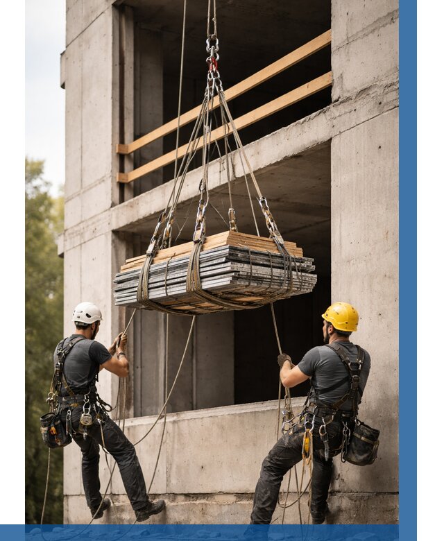 Подъем материала на этаж веревками в Белебее от 1530 р. | ВЫСОТНИК-Блб