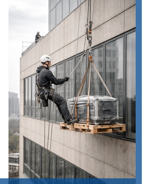 Спуск груза по фасаду в Белебее от 3570 р. | ВЫСОТНИК-Блб