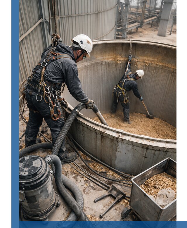 Профессиональная чистка зерновых бункеров в Белебее с выездом