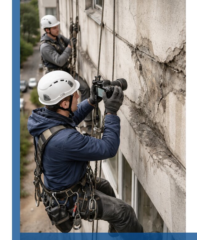 Фотофиксация дефектов фасада с высотной съемкой в Белебее