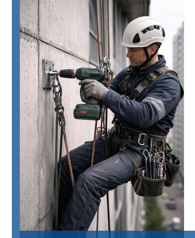 Установка анкерных точек для высотных работ в Белебее